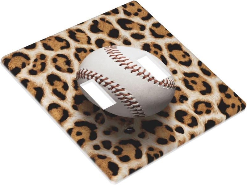 Baseball On Leopard Spots Double Gang Toggle Light Cover Wall Plate Switch Decor Standard Size - 4.5" X 4.5" - Image 4