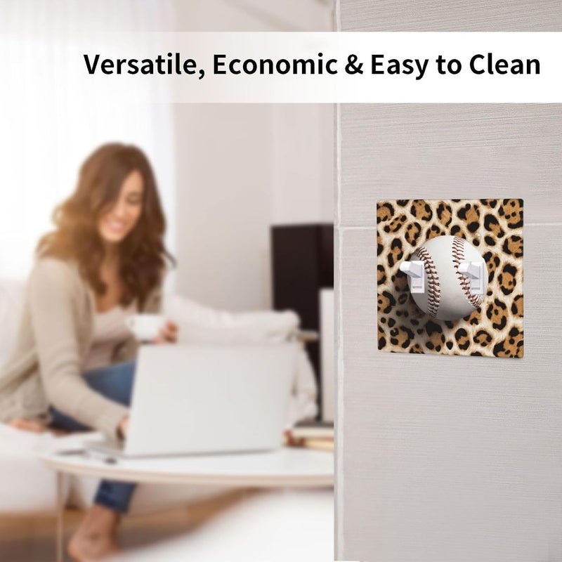 Baseball On Leopard Spots Double Gang Toggle Light Cover Wall Plate Switch Decor Standard Size - 4.5" X 4.5" - Image 2