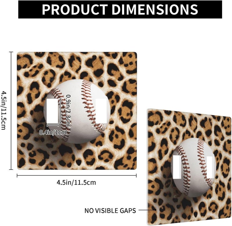Baseball On Leopard Spots Double Gang Toggle Light Cover Wall Plate Switch Decor Standard Size - 4.5" X 4.5" - Image 5