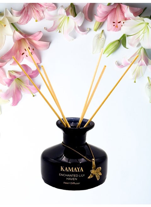 Fragrance - Enchanted Lily haven 150 ml Reed diffuser with metal charm+ refill with two sets of reeds