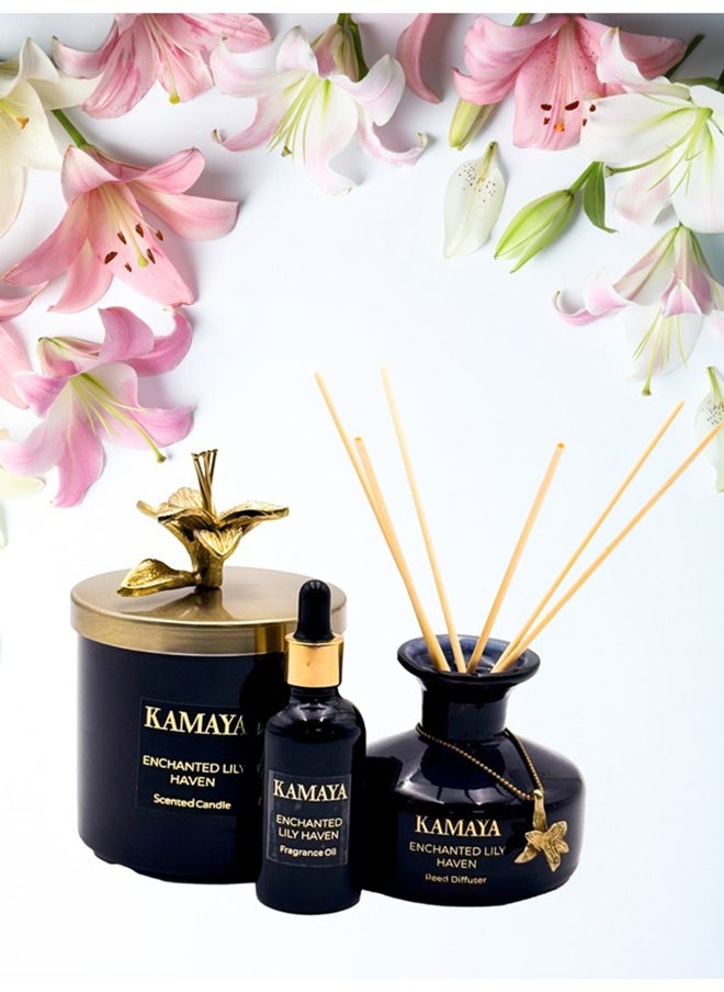 KAMAYA - Fragrance - Enchanted Lily haven 150 ml Reed diffuser with metal charm+ refill with two sets of reeds - Image 1