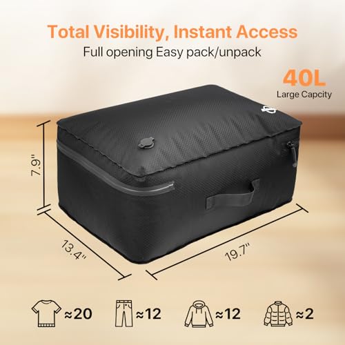 Ayovoch Vacuum Storage Bags with Wireless Pump 35L, 180° Open Zipper, IP68 Waterproof, Reusable Vacuum Bags for Travel, Fits 20/24/28in Suitcase, Backpack, Cloth Packing (2PC + Pump) - Image 2