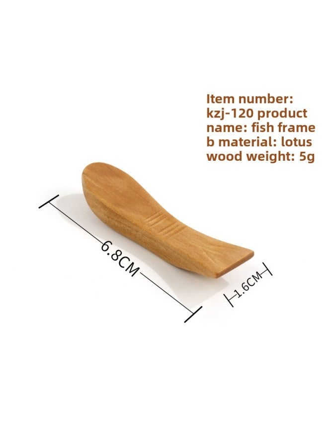 Hotel Solid Wood Chopsticks Rack Japanese Style Japanese Style Chopsticks Holder Creative Nanmu Chopsticks Pillow Cute Stitching Dual-use Chopsticks Spoon Rack-Specifications:KZJ-120 Lotus White Fish Rack 6.8*1.6 * 1cm - Image 1