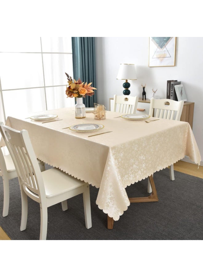 Rectangle Vinyl Tablecloth,100% Waterproof Heavy Duty Oil Spill Proof Stain Resistant Plastic PU Table Cover with Flannel Backing for Kitchen, Dining (Rose Beige, 60 x 84) - Image 2