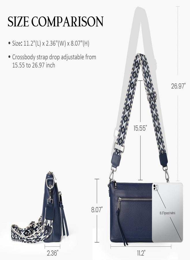 befen Genuine Leather Crossbody Bags for Women, Small Soft Leather Shoulder Bag, Women's Cross body, Navy Blue Crossover Body Handbags Purses with Adjustable Wide Guitar Strap - Image 4