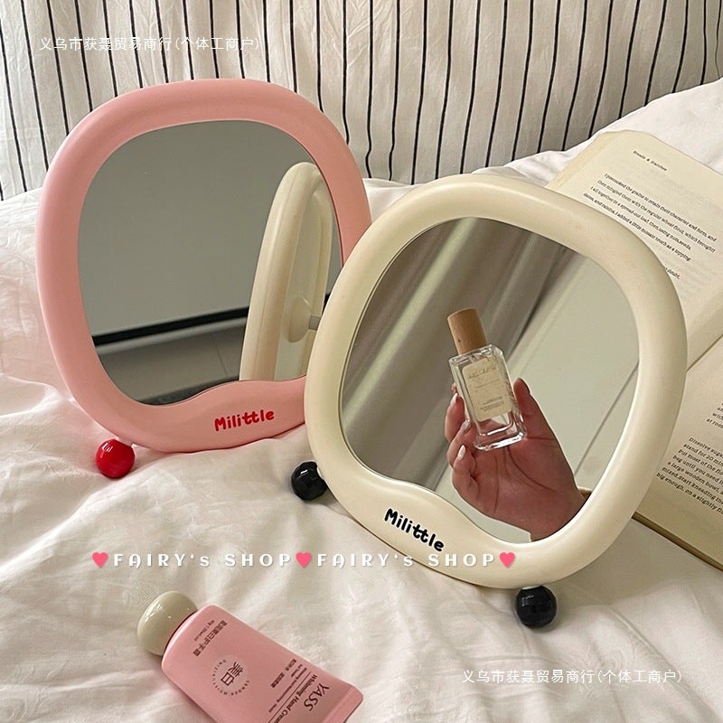 Girly Small Vanity Mirror Student Dormitory Home Desktop Mirror Can Stand Makeup Mirror With - Image 2