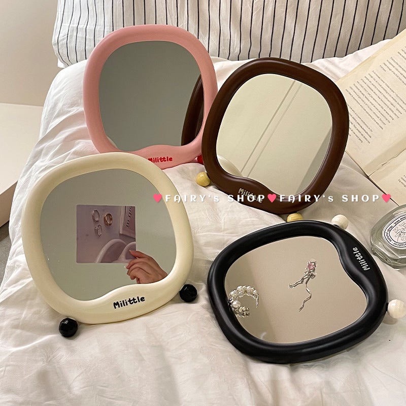 Girly Small Vanity Mirror Student Dormitory Home Desktop Mirror Can Stand Makeup Mirror With - Image 4