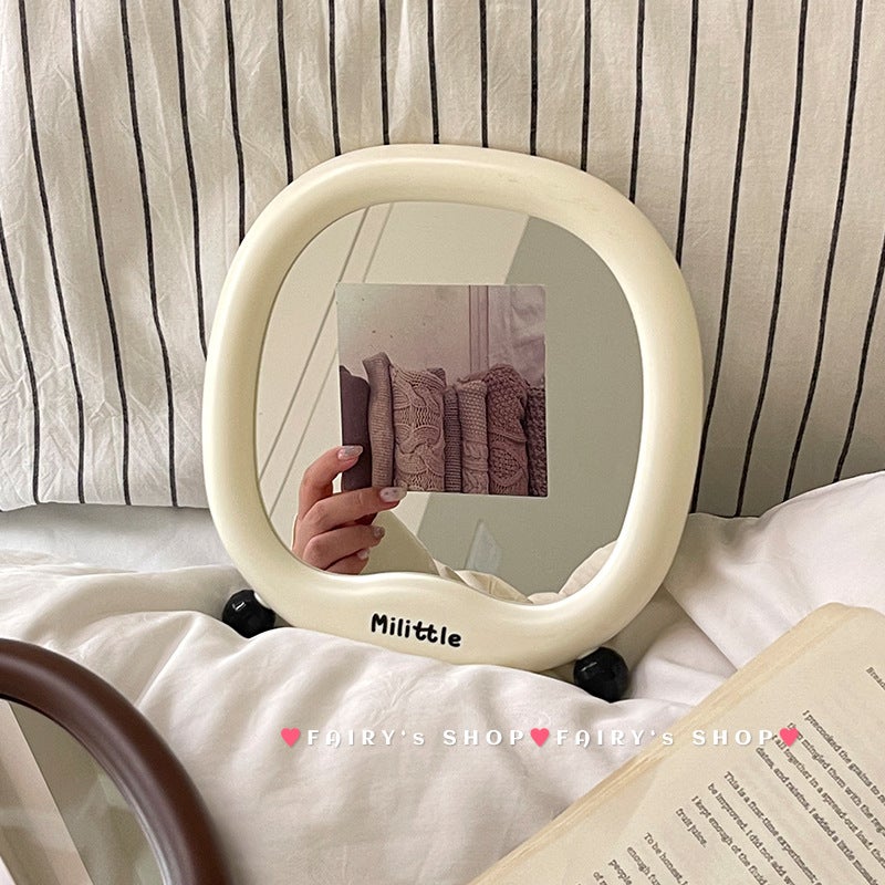 Girly Small Vanity Mirror Student Dormitory Home Desktop Mirror Can Stand Makeup Mirror With - Image 5