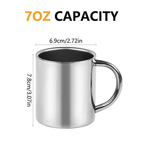 CABAX 7oz / 210ml Mug, Double Walled Coffee Mug with Handle, Stainless Steel Shatterproof Tea Cups for Kids Camping Mugs, Pack of 1 - Image 2