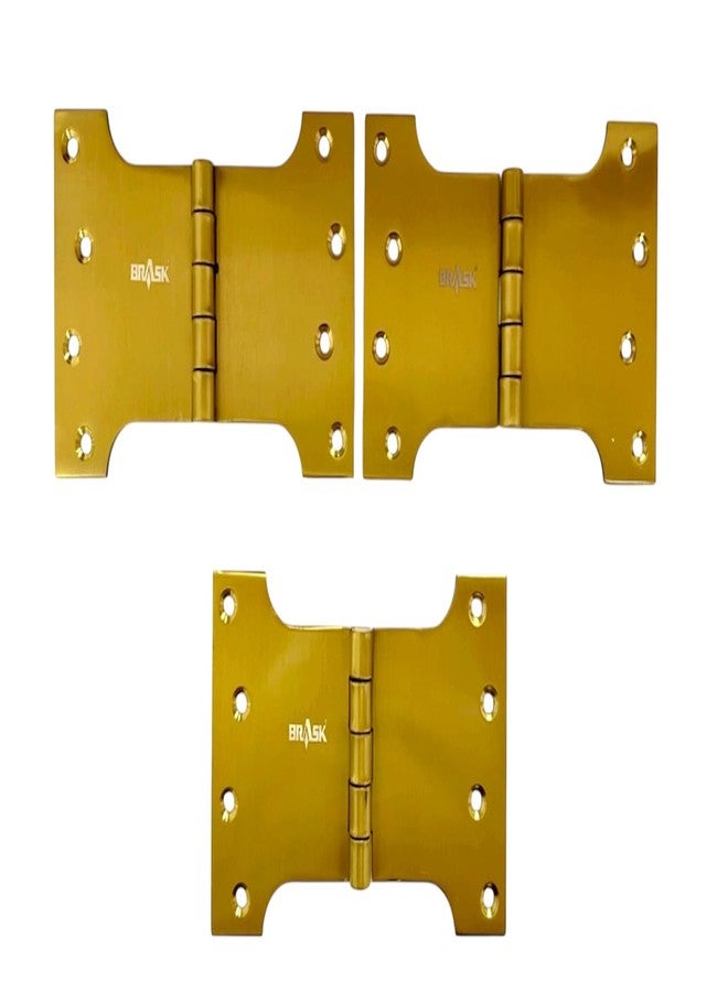 BRASK Stainless Steel Parliament Hinges 4" x 4" (10 Gauge, 3 mm Thick) | Heavy-Duty Parliament Hinges | 4" Obstacle Gap & 6" Total Width | Smooth Movement-Welded (3, Golden Lacquer) - Image 1