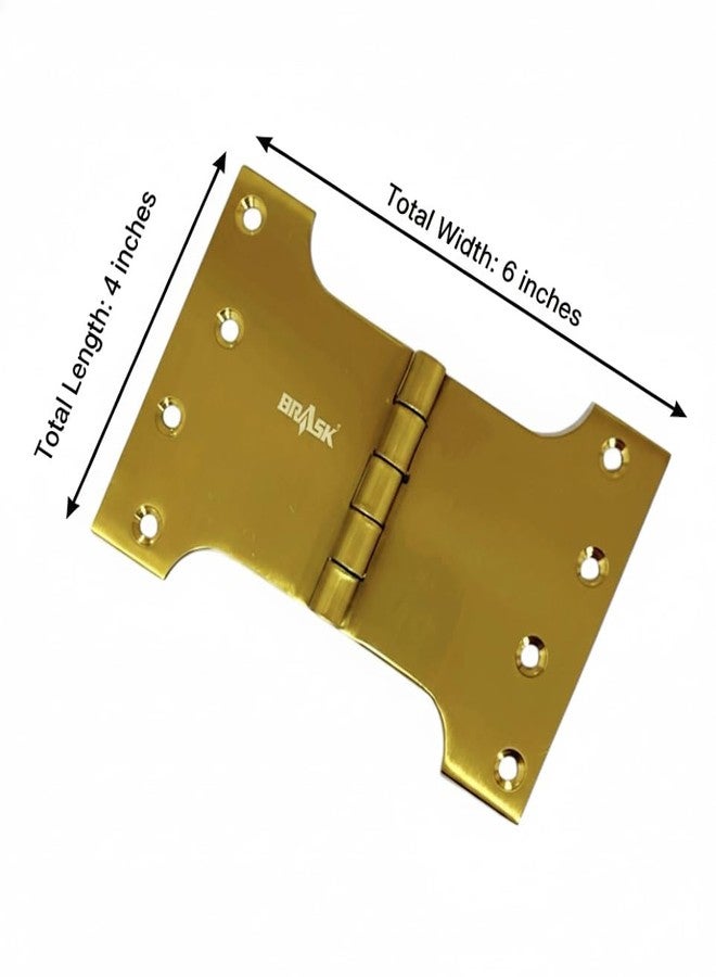 BRASK Stainless Steel Parliament Hinges 4" x 4" (10 Gauge, 3 mm Thick) | Heavy-Duty Parliament Hinges | 4" Obstacle Gap & 6" Total Width | Smooth Movement-Welded (3, Golden Lacquer) - Image 2