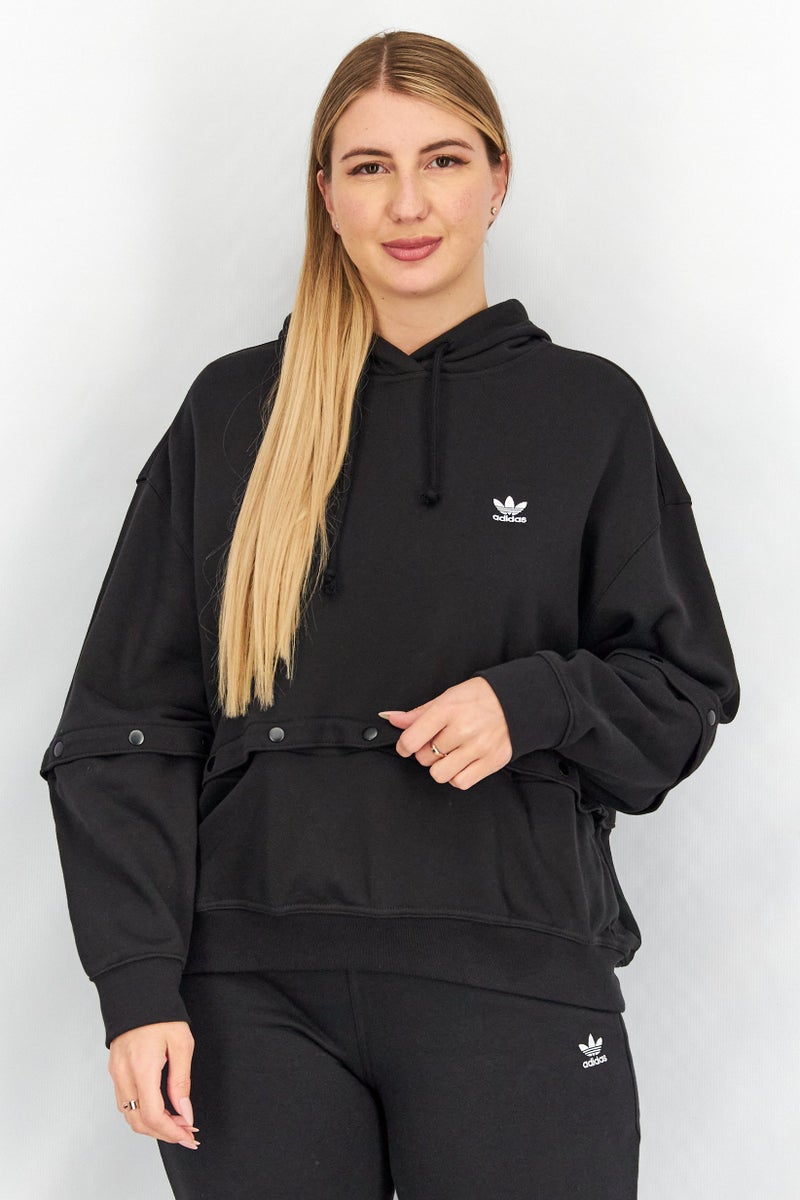 adidas Originals Women Sportswear Fit Snap Button Hoodie, Black - Image 1