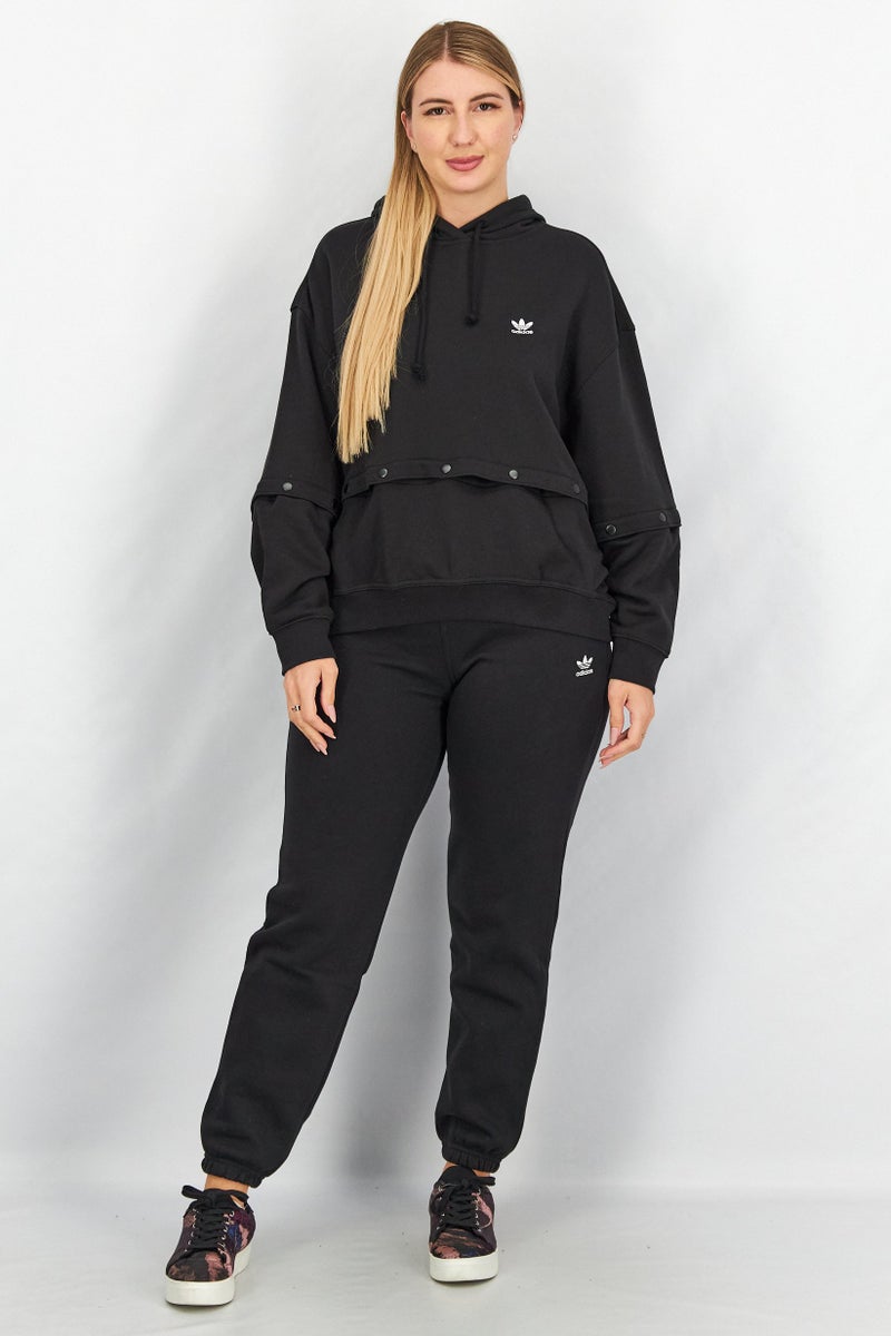 adidas Originals Women Sportswear Fit Snap Button Hoodie, Black - Image 3