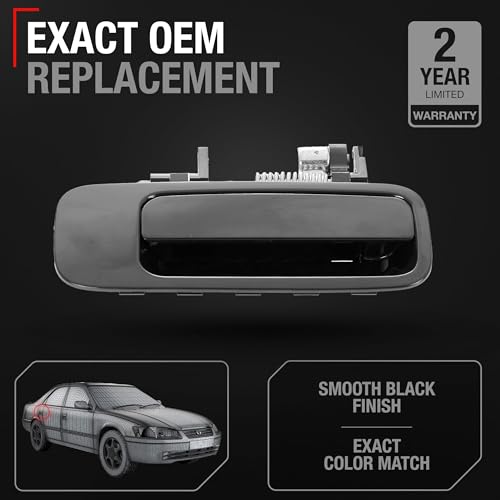 T1A Exterior Rear Passenger Door Handle Replacement Compatible with 19972001 Toyota Camry Smooth Black Plastic OEM 6923033030 - Image 3