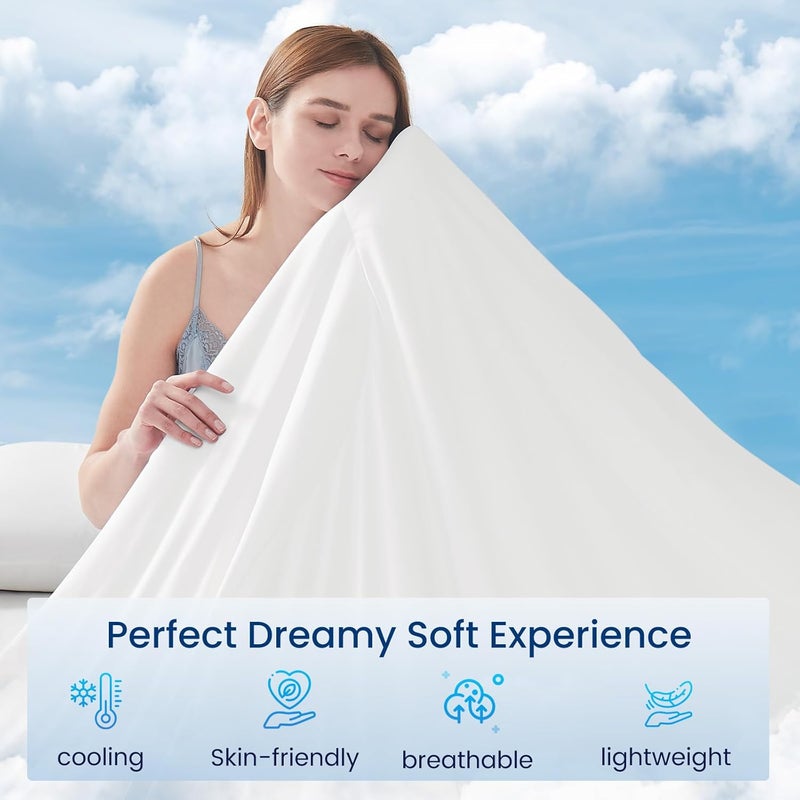 Topcee Cooling Comforter Queen Size (90"x90")-Cooling Blanket Everlasting Cold Touch for Hot Sleepers-Q-max>0.45 Double-Sided Lightweight Design Summer Ice Blanket for Night Sweats-White - Image 3