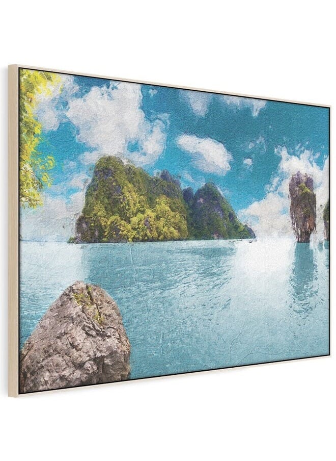 Home Gallery - Ocean Stone Island Landscape Print On Canvas - Image 1