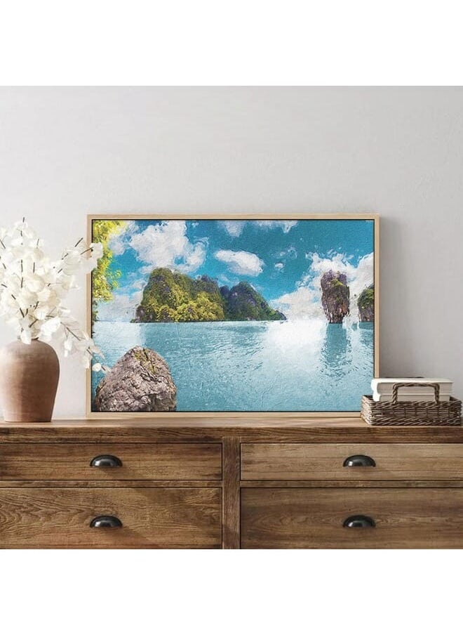 Home Gallery - Ocean Stone Island Landscape Print On Canvas - Image 1