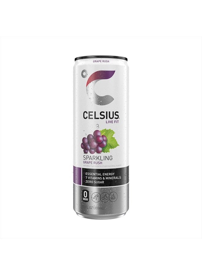 Sparkling Grape Rush, Functional Essential Energy Drink 12 Fl Oz (Pack Of 12)