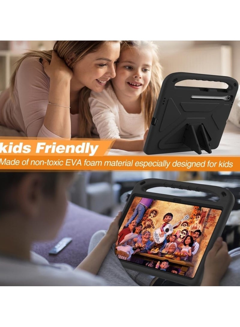 VKL Kids Case for Samsung Galaxy Tab S10 FE Plus 13.1 inch 2025 Tablet [Kids Friendly] Durable Lightweight EVA Shockproof Portable Handle Stand Cover with Shoulder Strap (Black) - Image 2