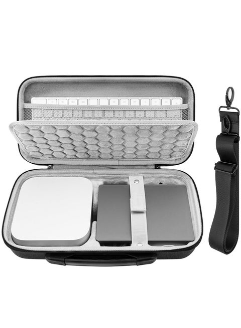 حقيبة حمل لأجهزة Apple 2024 Mac Mini M4 /M4 Pro، حقيبة تخزين مع حزام كتف، يمكنها تخزين أجهزة ولوحة المفاتيح والماوس ولوحة التتبع والملحقات