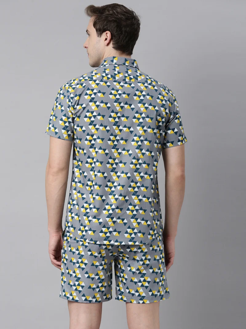 جوفن طقم رجالي أزرق فاتح مطبوع