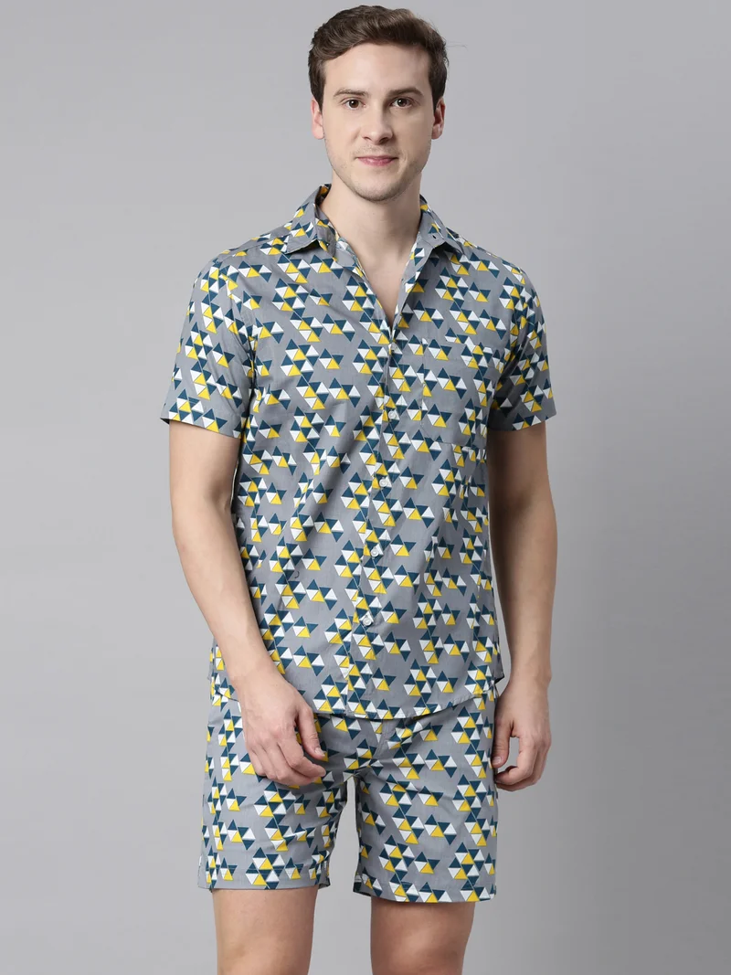 Joven Grey Men's Light Blue Printed Co-Ords Set for Men | Best Price UAE