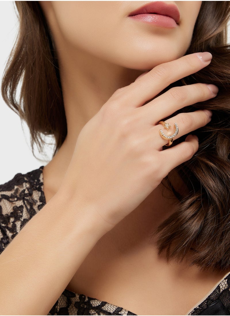 ELLA Moon & Star Diamante Ring  - Image 5