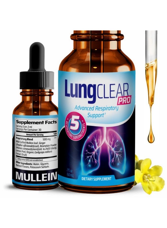 Generic Lung Clear Pro Lung Support Supplement Drops with Wild Mullein Leaf Extract for Lungs and Mucus Relief Support - 2 Fl oz  - Image 1
