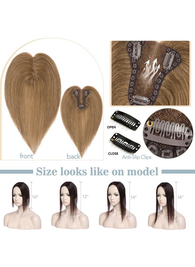 S-noilite - Noilite Hair Toppers For Women Real Human Hair Upgrade Lace Base Hair Toppers For Women With Thinning Hair Topper Hair Pieces Hair Loss Cover No Bangs 10 Inch 06 Light Brown - Image 1
