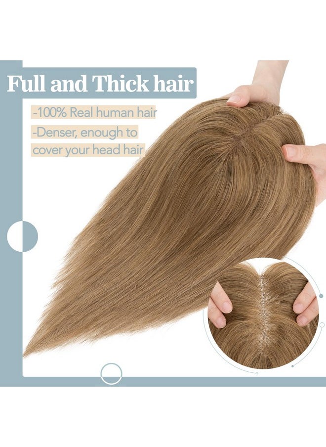S-noilite - Noilite Hair Toppers For Women Real Human Hair Upgrade Lace Base Hair Toppers For Women With Thinning Hair Topper Hair Pieces Hair Loss Cover No Bangs 10 Inch 06 Light Brown - Image 1