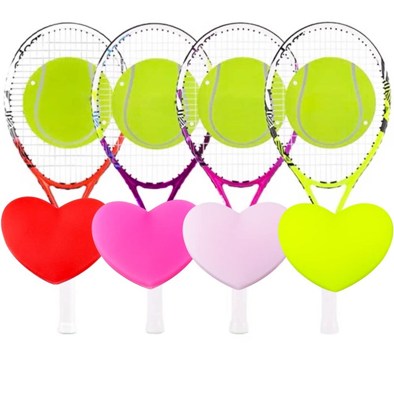 DQITJ 8 Pack Tennis Racquet Dampeners, Heart Shape Rubber Tennis Racket Damper Shock Absorber, Tennis Vibration Dampener with 4 Colors - Image 3