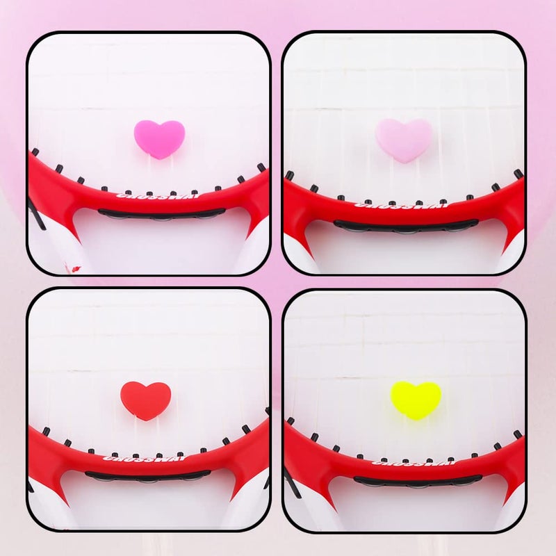 DQITJ 8 Pack Tennis Racquet Dampeners, Heart Shape Rubber Tennis Racket Damper Shock Absorber, Tennis Vibration Dampener with 4 Colors - Image 2