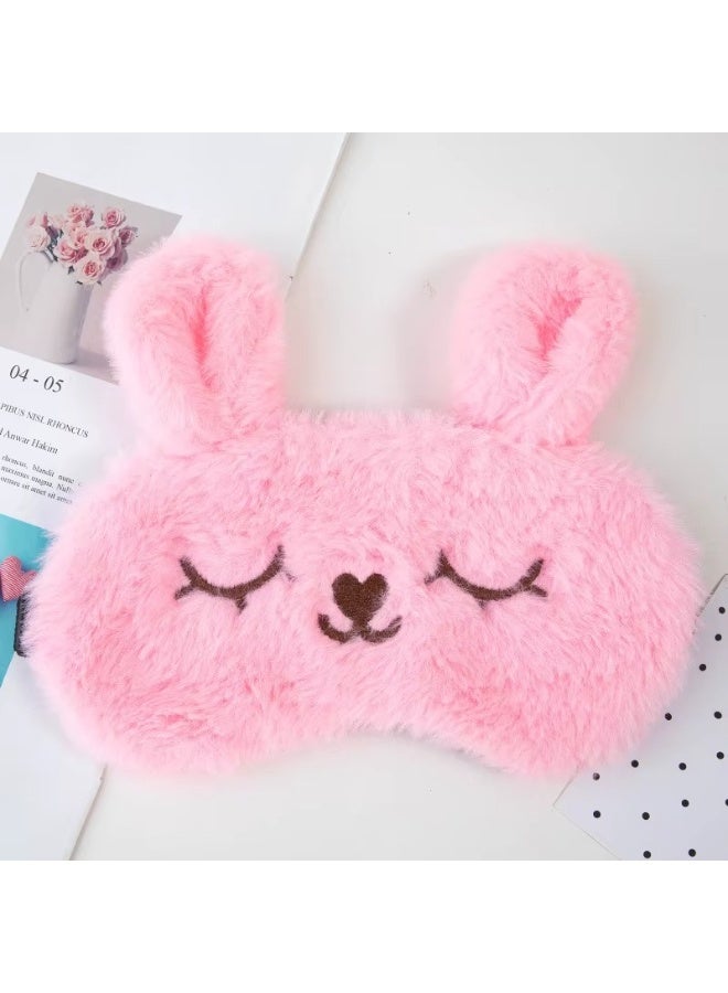 قناع النوم معصوب العينين للنوم، قناع عين ناعم من القطيفة، غطاء عين قطة لطيف، وردي - Image 1