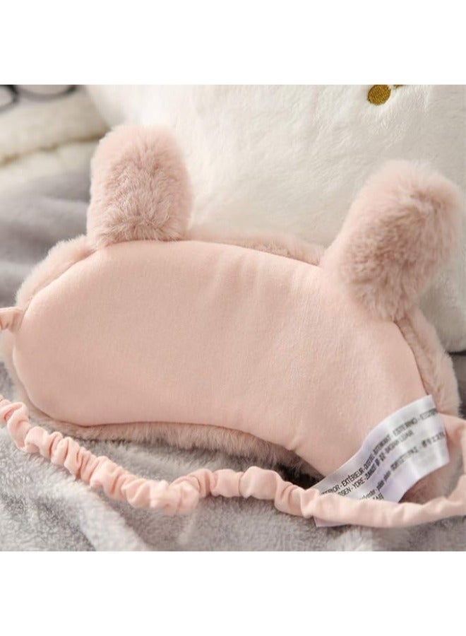 قناع النوم معصوب العينين للنوم، قناع عين ناعم من القطيفة، غطاء عين قطة لطيف، وردي - Image 2