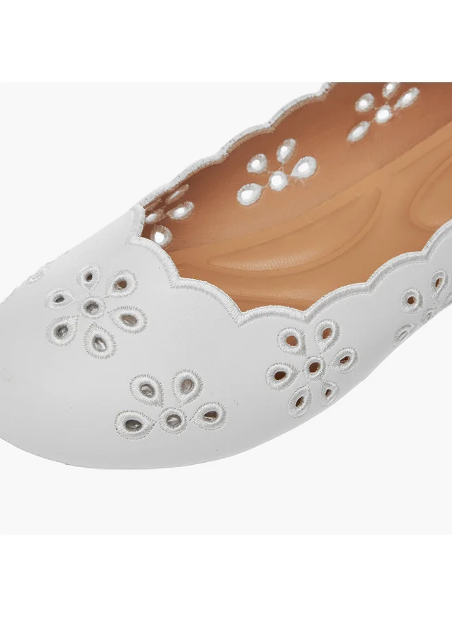 Little Missy Girls Cut-Out Detail Slip-On Ballerina Shoes