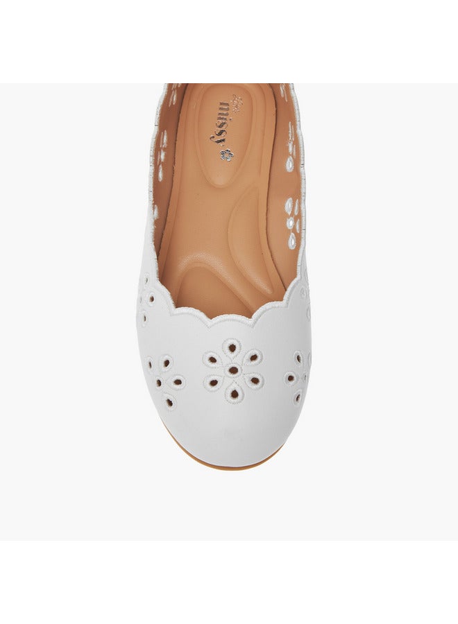 Little Missy Girls Cut-Out Detail Slip-On Ballerina Shoes  - Image 4