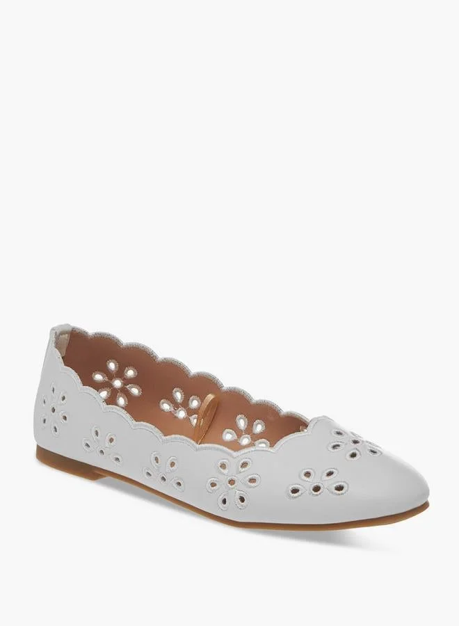 Little Missy WHITE Cut-Out Detail Slip-On Ballerina Shoes for Women | Best Price UAE