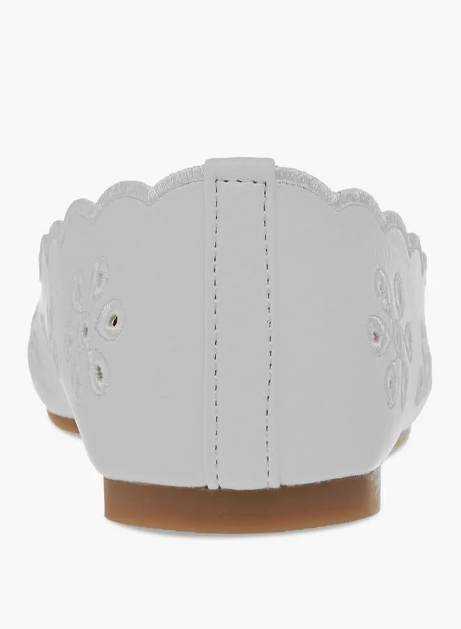 Little Missy WHITE Cut-Out Detail Slip-On Ballerina Shoes for Women | Best Price UAE