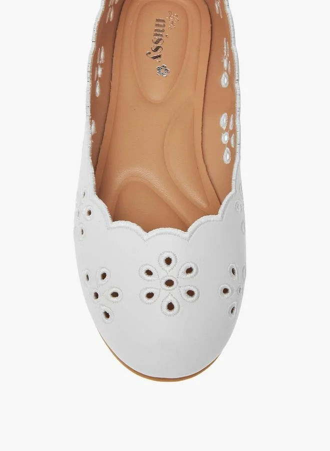 Little Missy WHITE Cut-Out Detail Slip-On Ballerina Shoes for Women | Best Price UAE