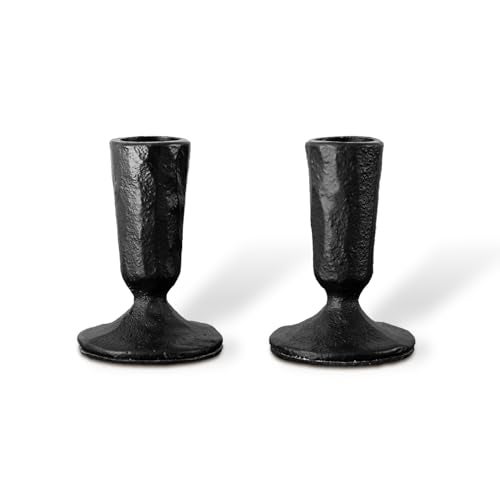 WOLAOJA Candle Sticks Holder Decor, Set of 2 Vintage Black Candle Holders, Modern Decorative Tapered Candlestick Holders Centerpiece for Dining Table Centerpiece, Wedding, Party Decor - Image 1