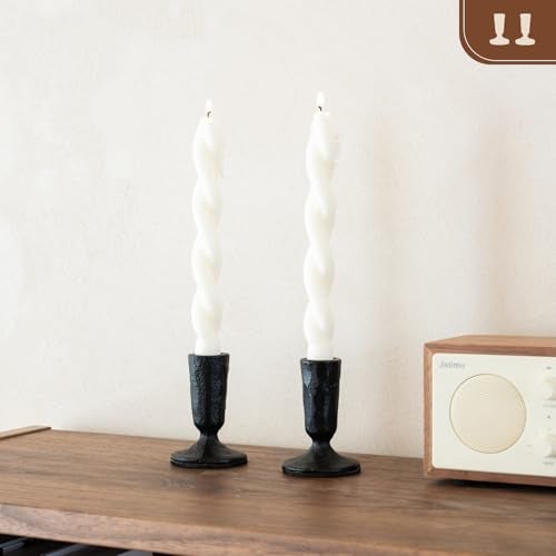 WOLAOJA Candle Sticks Holder Decor, Set of 2 Vintage Black Candle Holders, Modern Decorative Tapered Candlestick Holders Centerpiece for Dining Table Centerpiece, Wedding, Party Decor - Image 2
