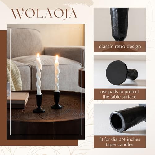 WOLAOJA Candle Sticks Holder Decor, Set of 2 Vintage Black Candle Holders, Modern Decorative Tapered Candlestick Holders Centerpiece for Dining Table Centerpiece, Wedding, Party Decor - Image 5