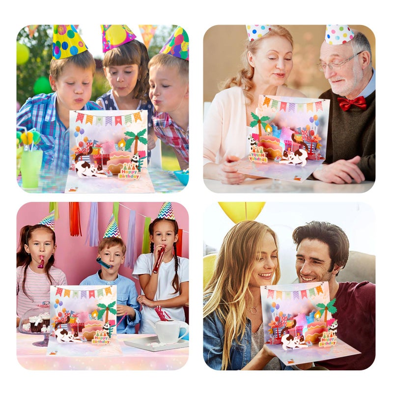 PENGDA Birthday Card Cute Cat Music and Lights Blowable Candle 3d Pop Up Funny Happy Birthday Gift Card for Women for Men for Kids Daughter with Envelope and Note Tag (Cat Birthday Card) - Image 5