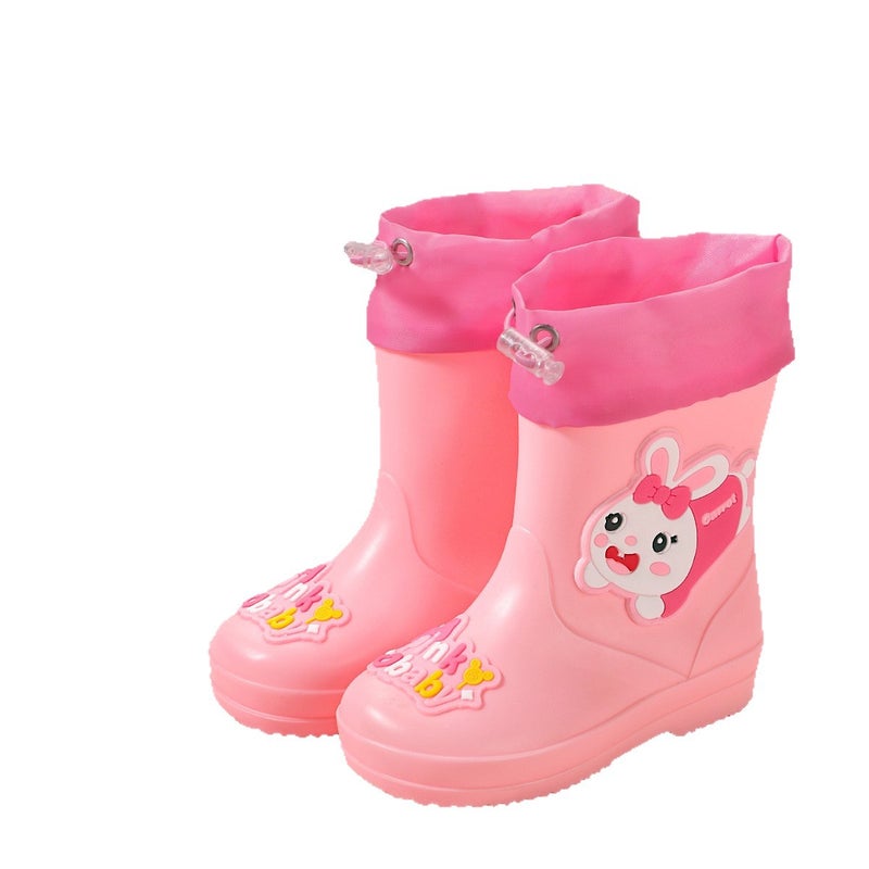 Children'S Rain Boots Cartoon Kindergarten Primary School Students Boys And Girls Rain Boots Baby Non-Slip Soft Bottom Elastic Mouth Waterproof Shoes - Image 5
