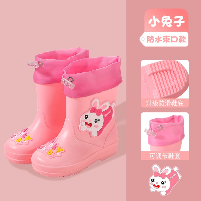 Children'S Rain Boots Cartoon Kindergarten Primary School Students Boys And Girls Rain Boots Baby Non-Slip Soft Bottom Elastic Mouth Waterproof Shoes - Image 2