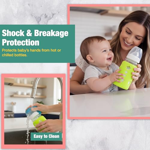 Safe-O-Kid BPA-Free Pure Silicone Bottle Cover Soft, Non-Toxic, Protective Cover for Baby Bottles, Safe for Little Ones, Durable, Easy to Clean 120 ml, Green - Pack of 1 - Image 3