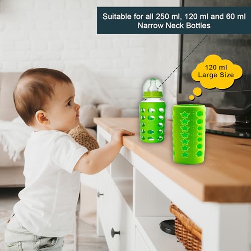 Safe-O-Kid BPA-Free Pure Silicone Bottle Cover Soft, Non-Toxic, Protective Cover for Baby Bottles, Safe for Little Ones, Durable, Easy to Clean 120 ml, Green - Pack of 1 - Image 5