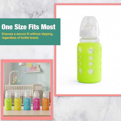 Safe-O-Kid BPA-Free Pure Silicone Bottle Cover Soft, Non-Toxic, Protective Cover for Baby Bottles, Safe for Little Ones, Durable, Easy to Clean 120 ml, Green - Pack of 1 - Image 4