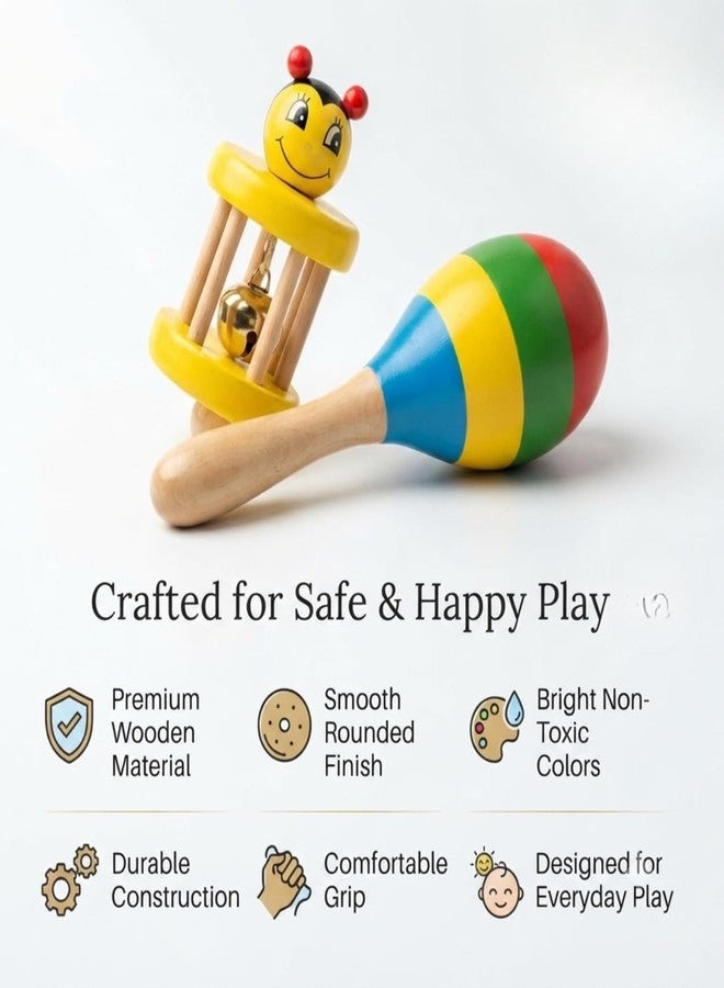 Neotea Wooden Rattle Toy Set for Babies | Cage + Shaker Design | Eco-Friendly, Safe, and Non-Toxic | Set of 2 | Colorful, Stimulating Rattle Toy for Infants | Perfect for Early Development - Image 5