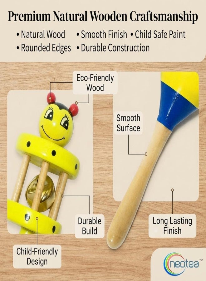 Neotea Wooden Rattle Toy Set for Babies | Cage + Shaker Design | Eco-Friendly, Safe, and Non-Toxic | Set of 2 | Colorful, Stimulating Rattle Toy for Infants | Perfect for Early Development - Image 4